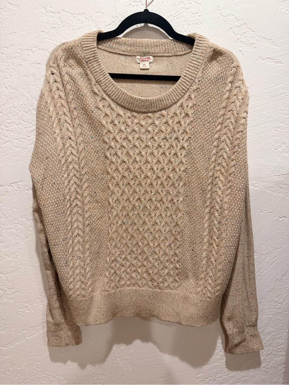 Mossimo Supply Co. Beige Cable Knit Scoop Neck Sweater